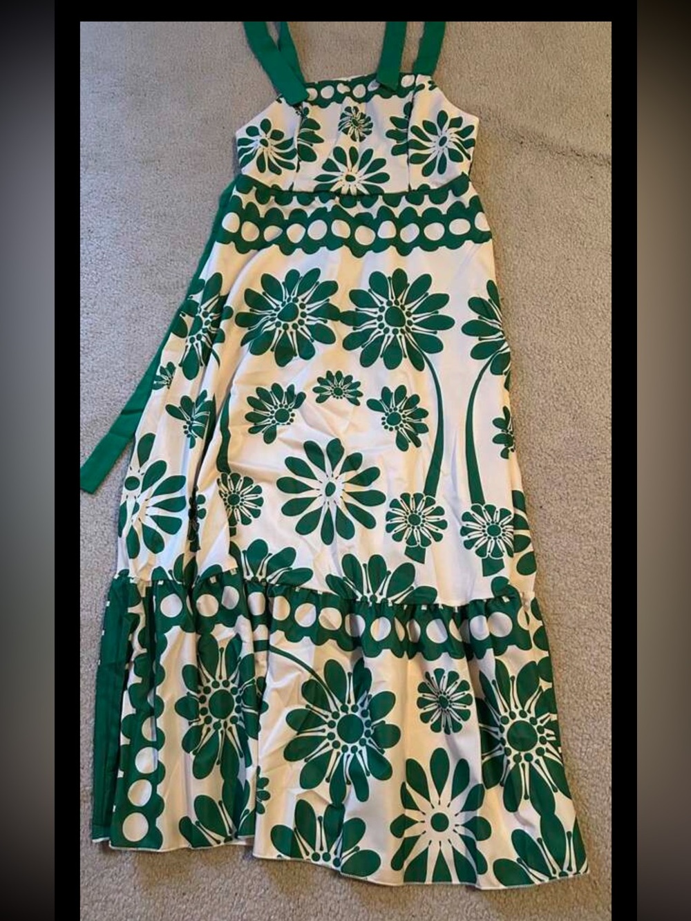 NEW - Green Floral Boho Maxi Dress Cottagecore Summer Vacation Style